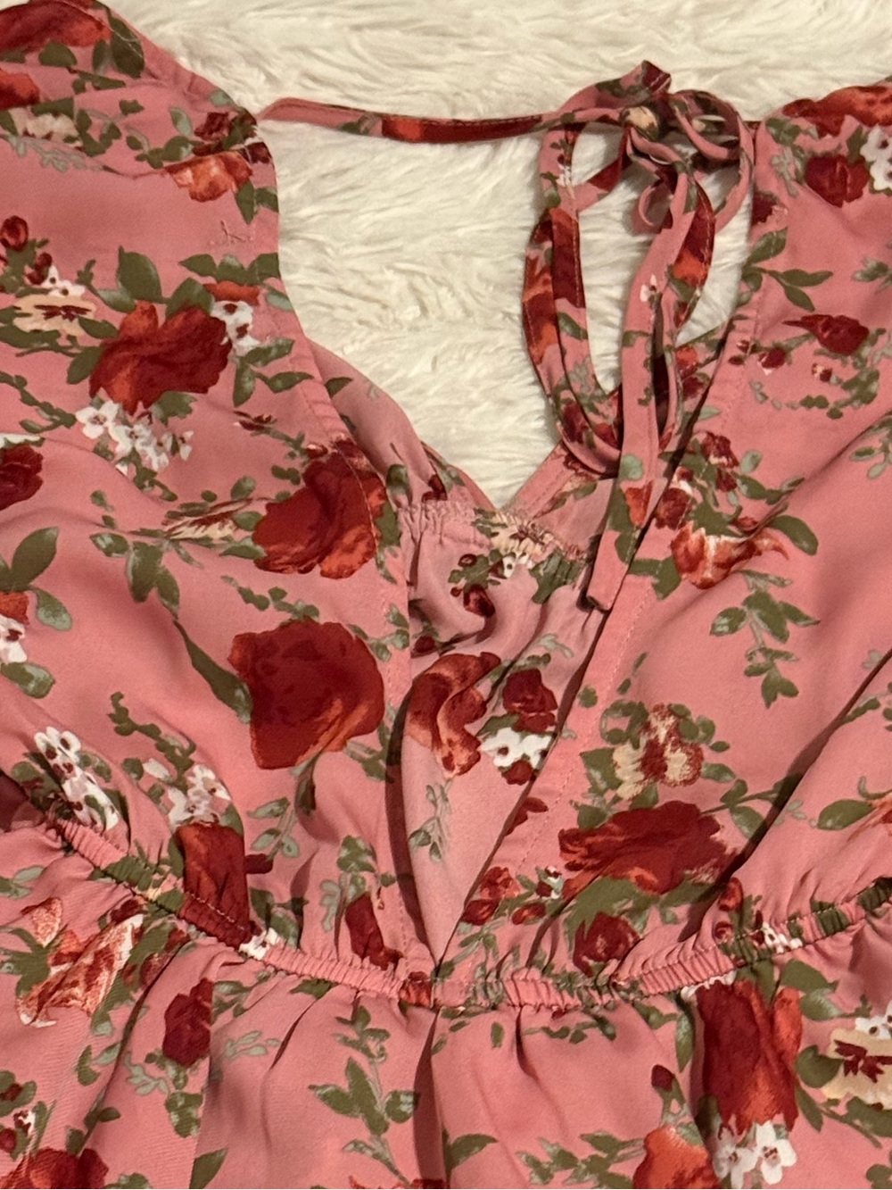 Boohoo size 4 floral ruffled burgundy pink maxi dress with slits on sides boho - Picture 11 of 11